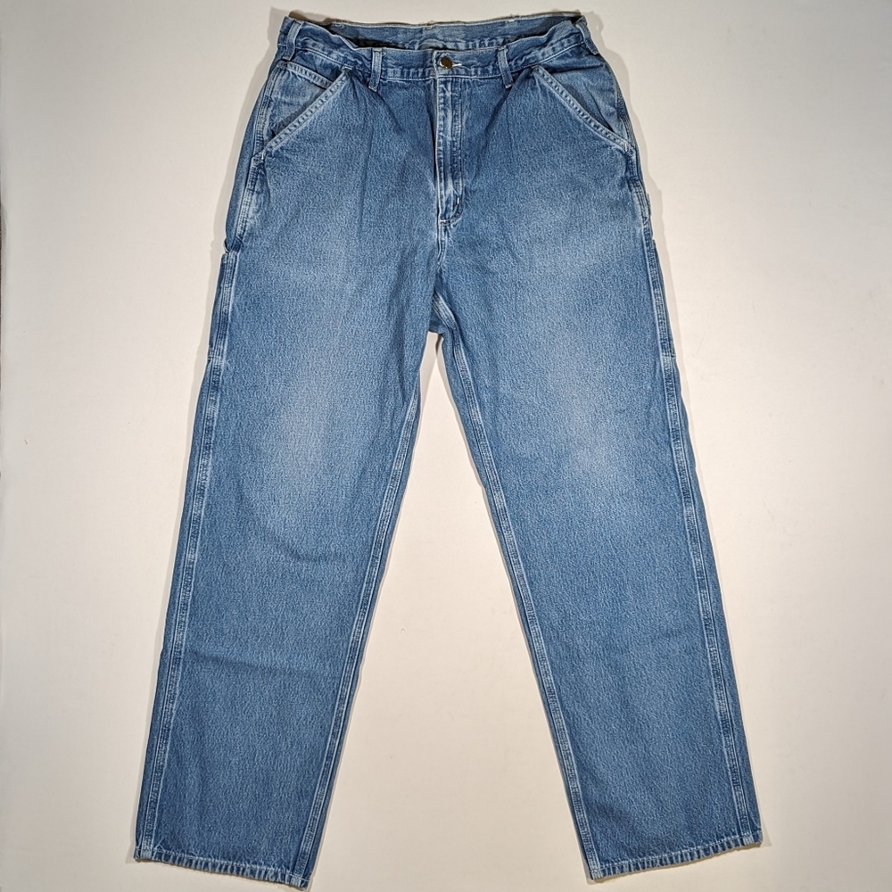Carhartt Jeans Mens 36x34 Blue B13 DST Loose Dungaree Fit Straight Leg Carpenter